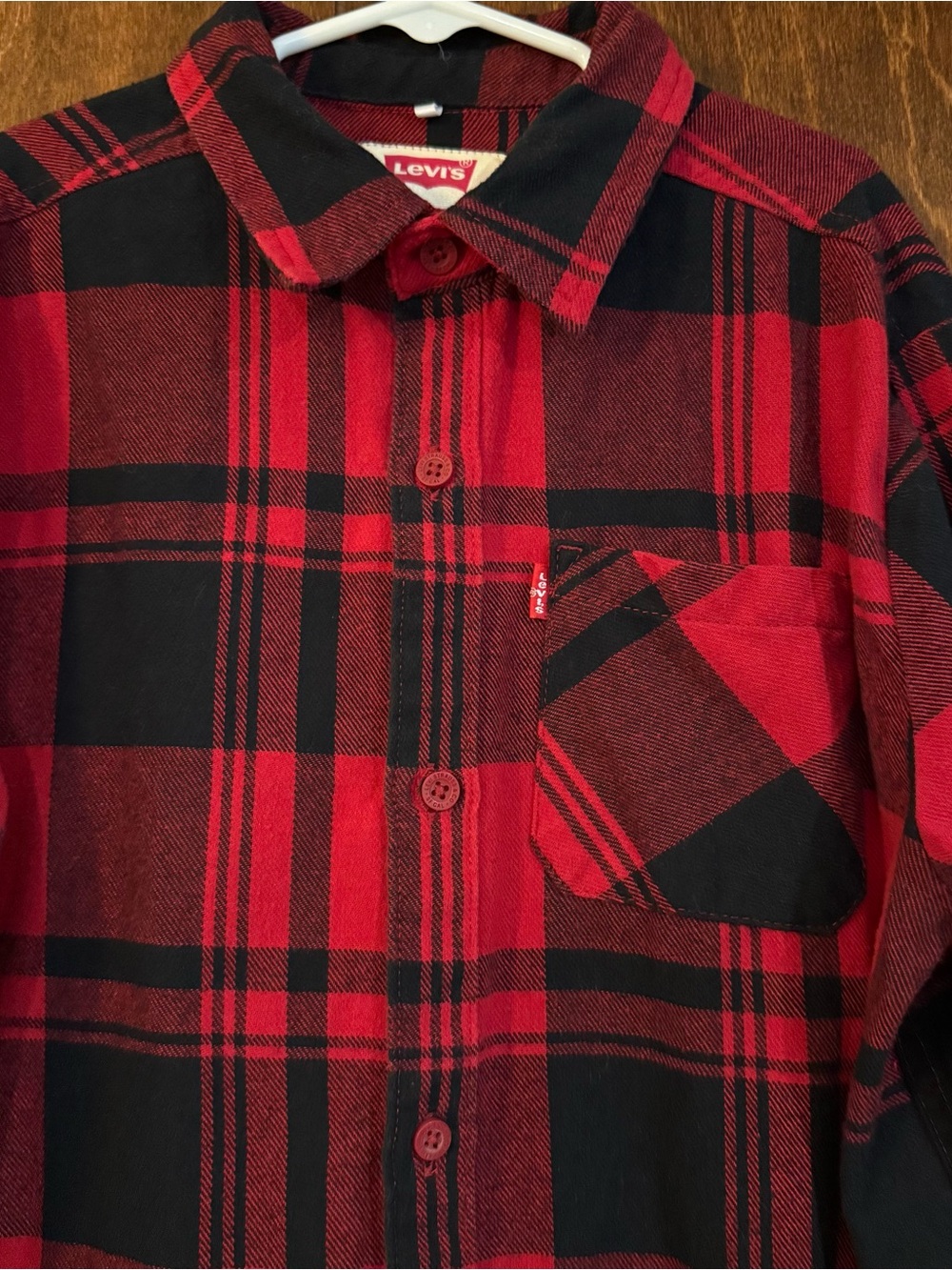 Levi’s Boys Classic Buffalo Plaid Flannel Shirt Size 14/16 - Picture 2 of 7